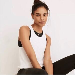 NWT MADEWELL MWL Long Racerback White Cotton Tank Women’s Size M